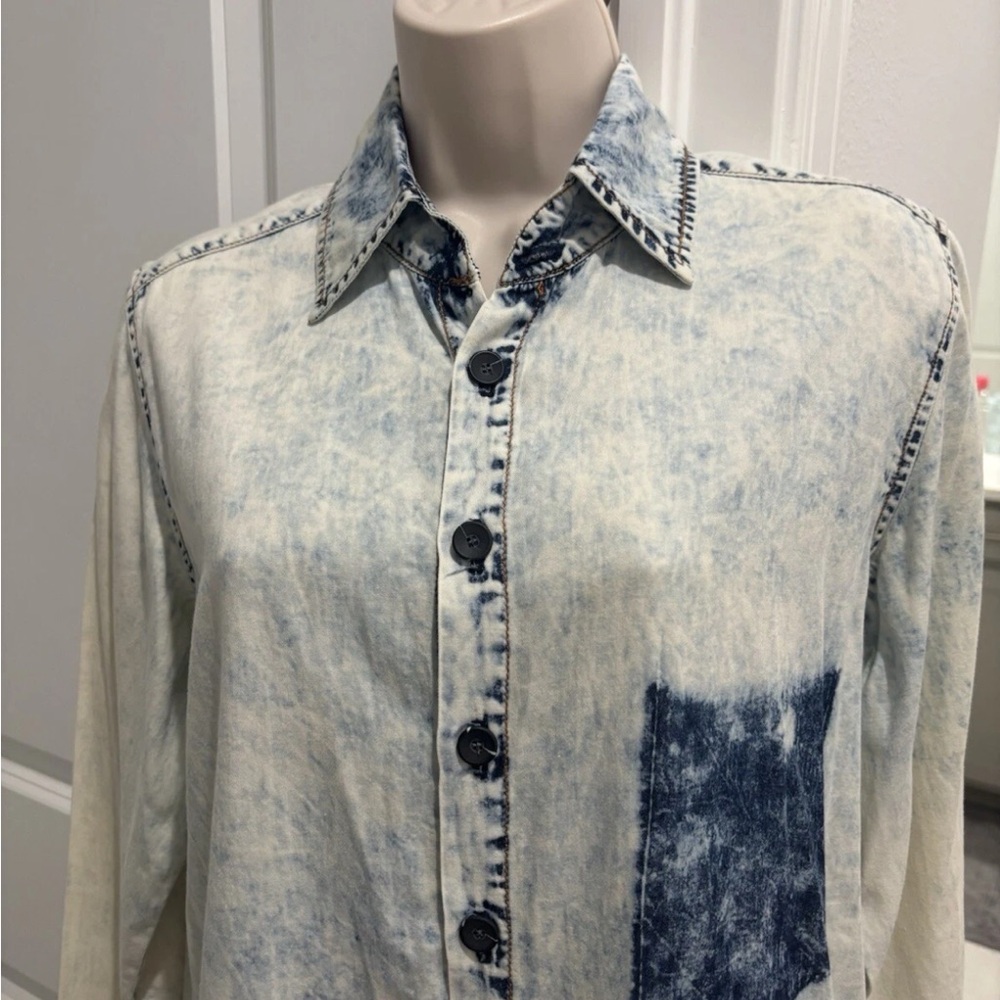 MM Denim Shirt Dress Button Up Light Blue Size 1 WORN ONCE
